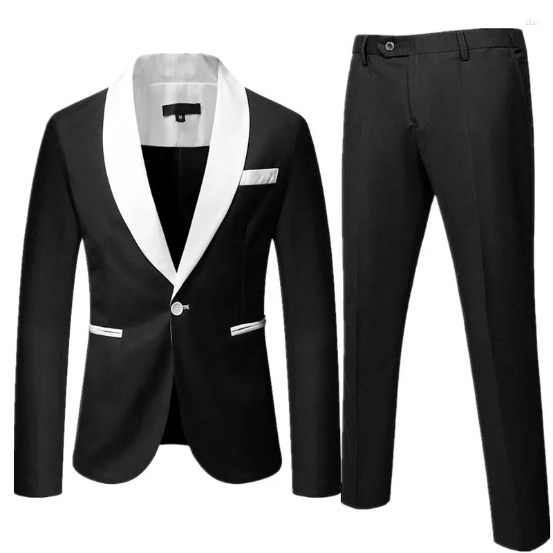 Herrenanzüge Herumn Blazer Jacke und Hosen Modegeschäft zweiteilig Set Black Blue Grey Coathose Kostüm Homme