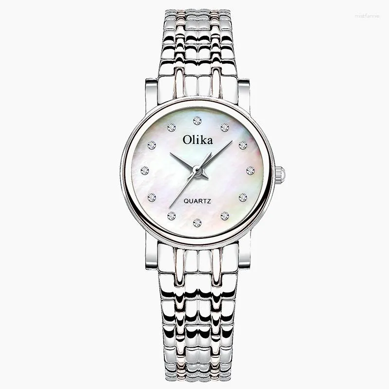 Polshorloges modehorloge voor dames kleden lederen dames eenvoudige casual vrouwelijke kwarts witte polsblokcadeau