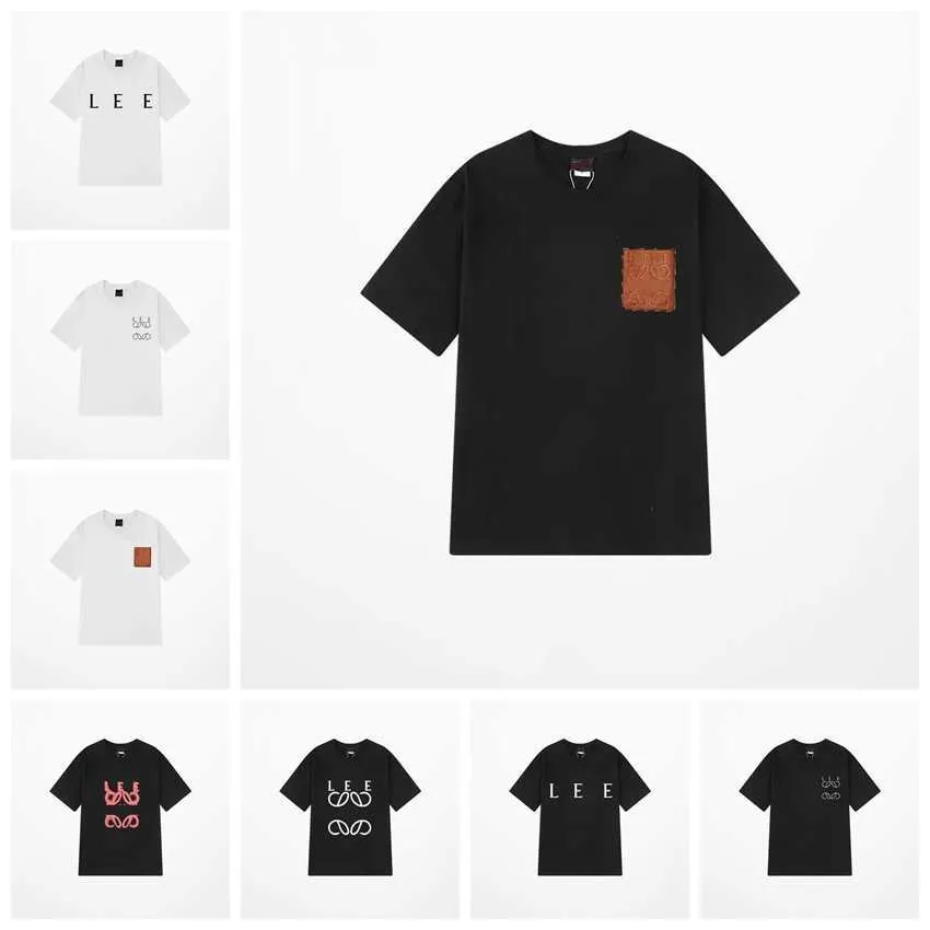 Diseñador de lujo Loeweee Camiseta clásica Carta en el pecho Impreso para hombre y para mujer Top Verano Transpirable High Street Algodón Camiseta suelta