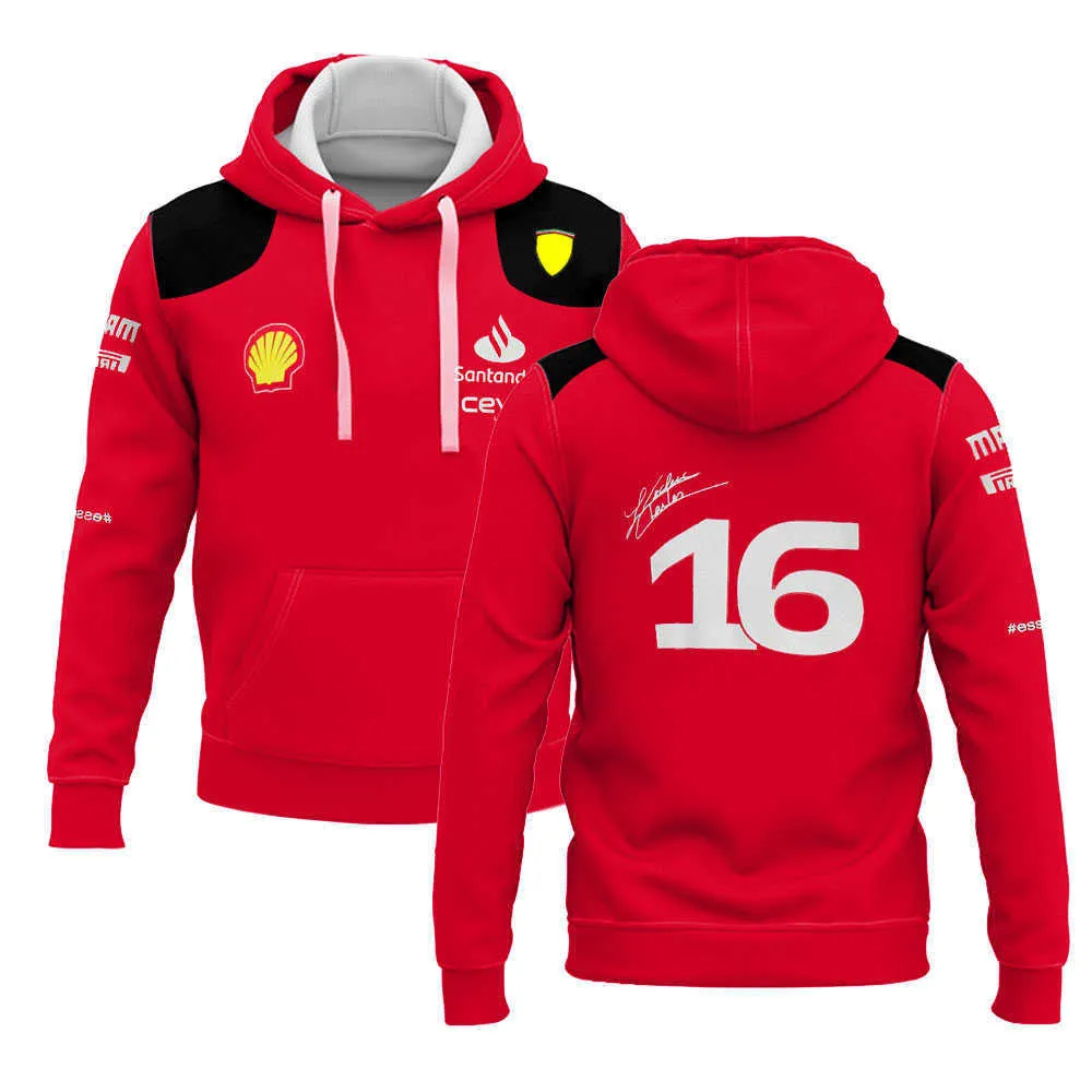 Herrtröjor tröjor 2023f1 Team Charles Leclerc Men's Zipper Hoodie F1 Racing Team Women's Pullover Spring and Autumn Street Sweatshirt