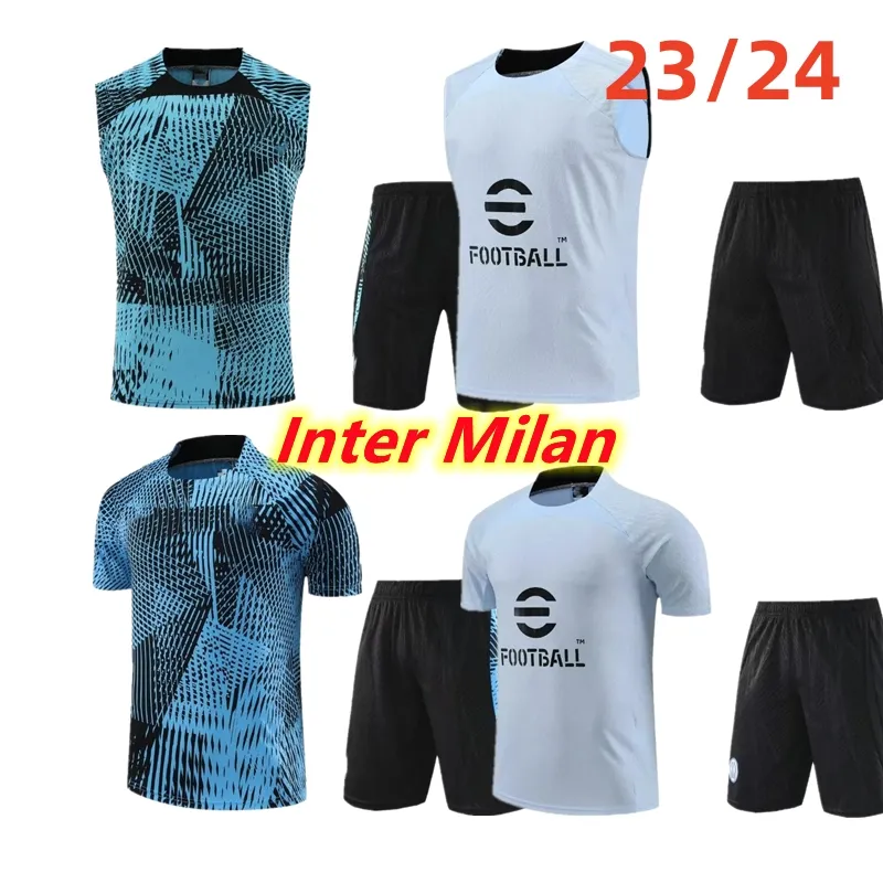 Inter Tracksuit Milans Jerseys Lautaro Chandal Futboladult Tank Soccer Milano Training Suit 2324 Milans Camiseta de Foot Inter Short Sleeves Sportwear
