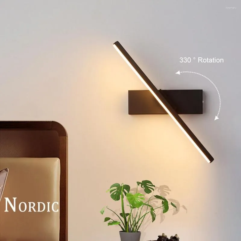 Vägglampa ledde modern minimalistisk kreativ sovrum sovrum 360 grader roterbar ljus varm/kall belysning fixtur