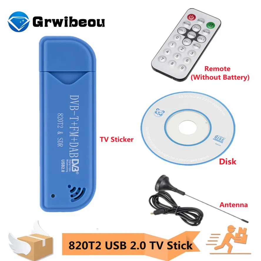 TV Stick Mini Taşınabilir Stick 820t2 Dijital USB 20 DVBT DAB FM RTL2832U Destek SDR Tuner Alıcı Aksesuarları 230812