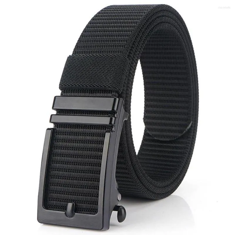 Belts Men S Automatic Slide Buckle Belt Adjustable Nylon Waistband Solid Color Outdoors Tooling Clothes Accessory 125CM