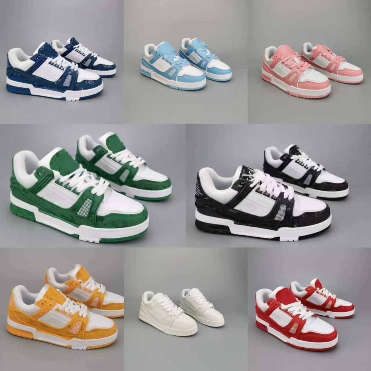 Designer Mens Mulheres Causais Sapatos Moda Couro Lace Up Plataforma Sole Sneakers Luxo Veludo Camurça Virgil Sports Denim Abloh Verde Marinho Branco Vermelho Azul Treinadores