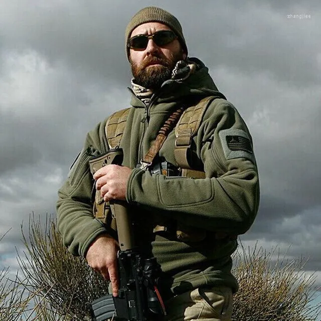 Охотничьи куртки США военная флисовая тактическая куртка Мужчина термическая на открытом воздухе Polartec теплый капюшон