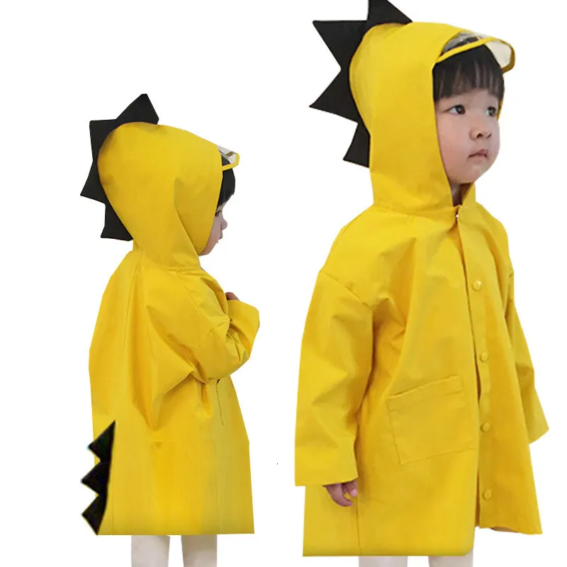 Raincoats Cute Dinosaur Polyester Baby Raincoat Outdoor Waterproof Rain Coat Children Impermeable Poncho Boys Girls Rain Jacket Yellow 230812