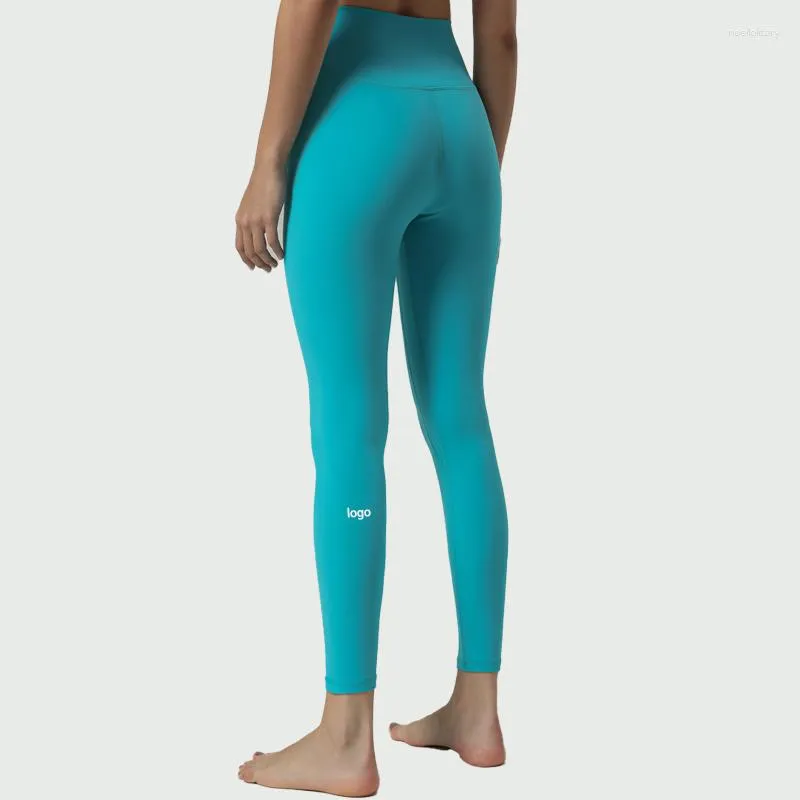 Active Pants With Logo Sports Leggings Nylon Breathable Anti-roll Edge Slim  Yoga Cycling Jogging Training Fitness Women