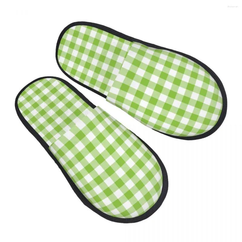 Тапочки Мужчины Женщины плюшевые внутренние зеленые проверенные клетчатые теплое мягкая обувь Домашняя обувь Осень Зима 2023