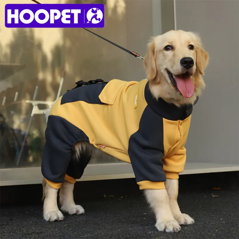 Köpek Giyim Hoopet Sporting Köpek Ceket Köpekler için Dört Ayak Kıyafet Labrador Retriever Golden Retriever Sonbahar Big Dog Ceket Fermuarlı sıcak 230812