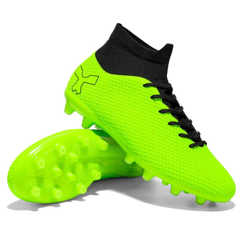 2023 New Mens High Top Soccer Shoes TF AG Youth Football Boots White Black Green Gray Man Breathable Training Shoes