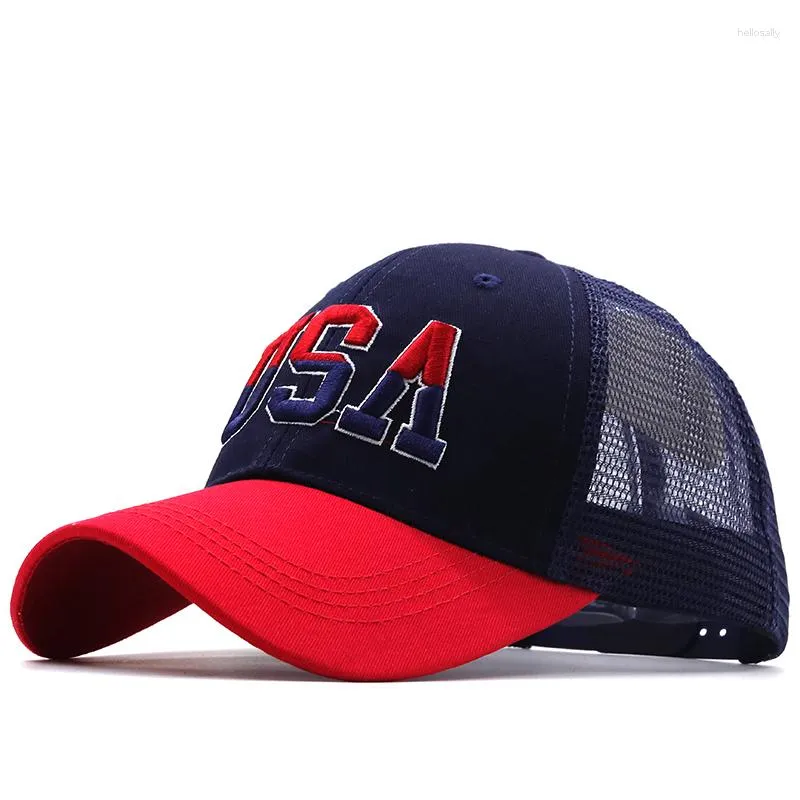 Boll Caps Simple Brand USA Flag Baseball Cap för män Kvinnor Mesh Snapback Hat unisex America Brodery Hip Hop Gorras Casquette