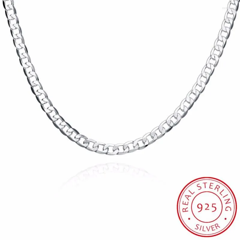 Chains S925 Silver 6MM 16/18/20/22/24 Inches Full Side Figaro Chain Necklace For Men Women Fine Jewelry Colar De Prata