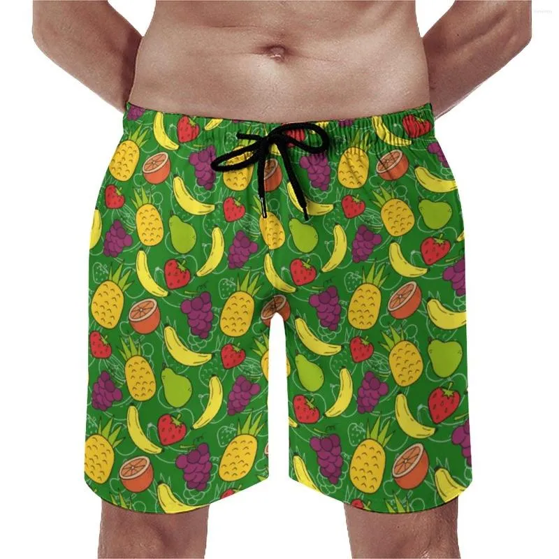 Män shorts ananas bräde sommar roliga frukttryck sport surf korta byxor män snabb torr design överdimensionerade strandstammar