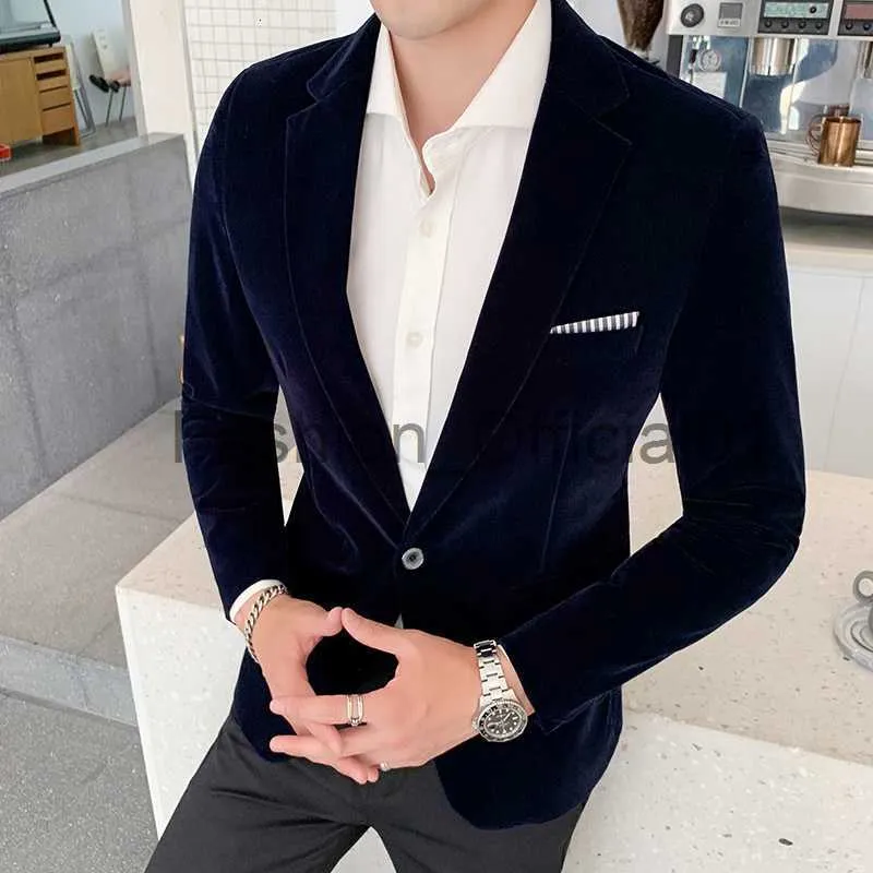 Mens velvet top blazer slim fit
