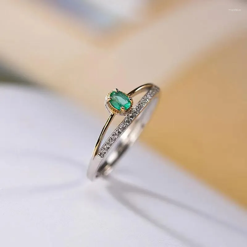 Cluster ringen trendy 925 Sterling zilveren ovaal natuurlijke colombiaanse smaragd voor vrouwen fijne s925 sieraden juweel geopend ringfeestcadeau
