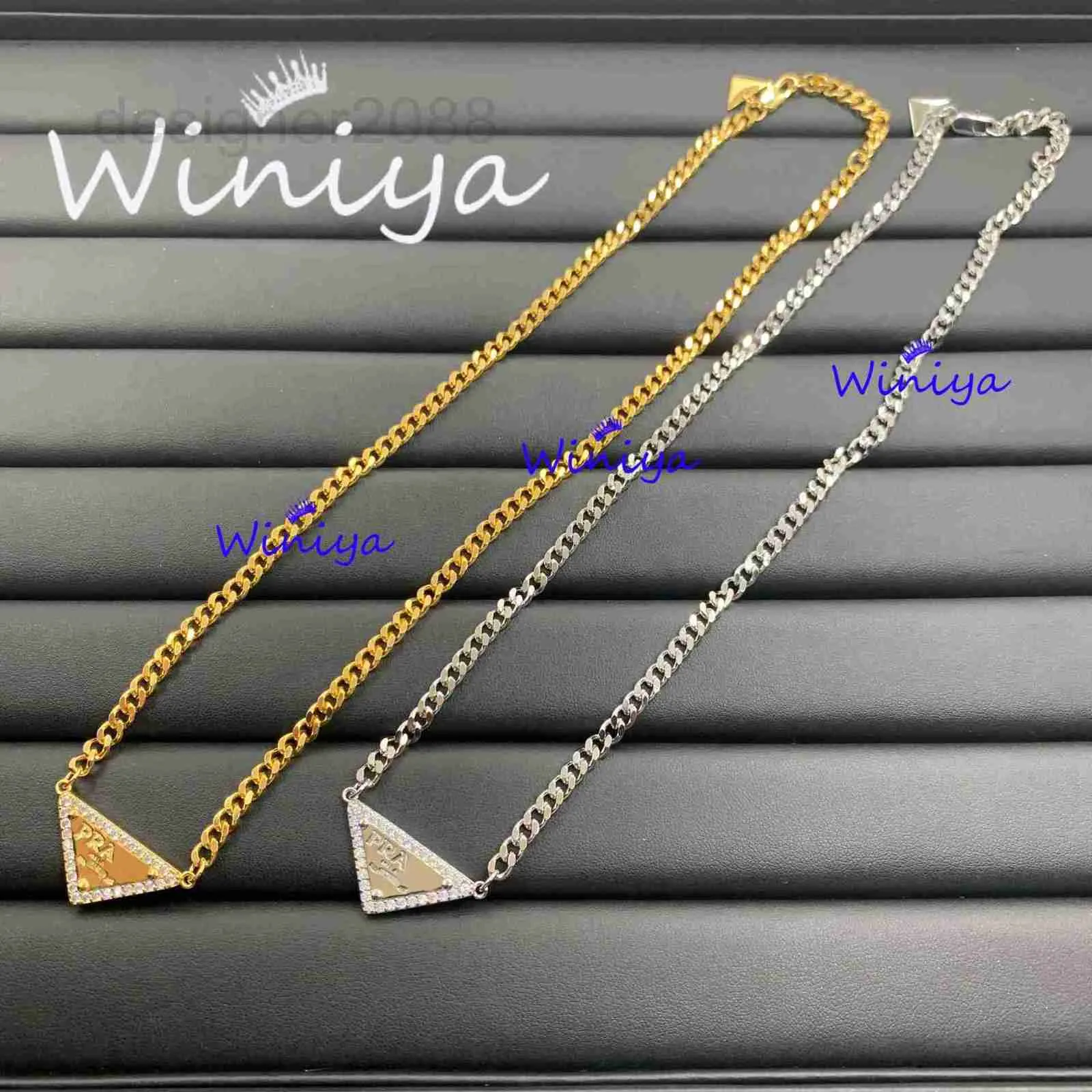 Strands, Strings Designer Necklace New Letter Inlaid Diamond Inverted Triangle Pendant Geometric Exquisite Fashion PAF8