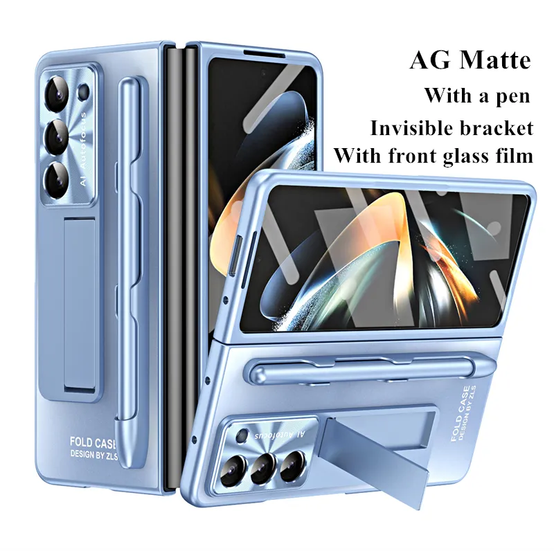 Ag Matte Film Film Film Protector Case per Samsung Galaxy Z Fold 5 4 3 Zfold5 Involucro con Stylus Invisible Staffa Hard Antipront Copertura antipronta