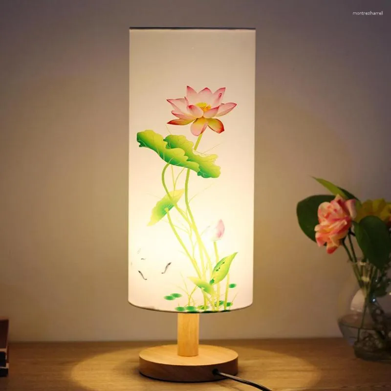 Lampes de table lampe éolienne chinoise Chambre de lit moderne Style chaud créatif