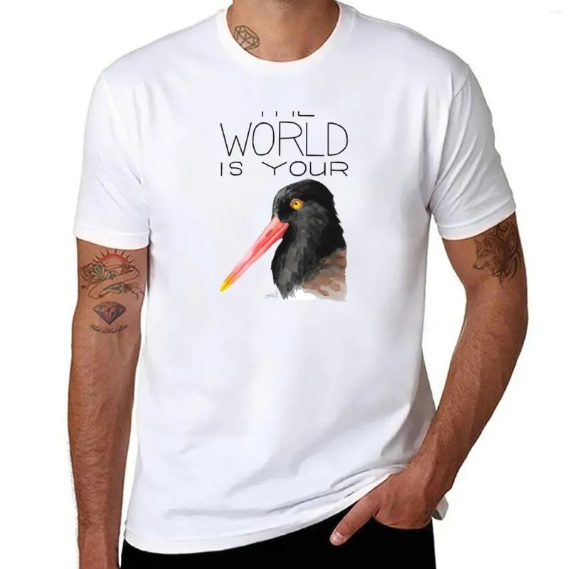 Polos masculinos O mundo é sua camiseta de ostras (american Oystercatcher) para um garoto de camisetas de tamanho grande