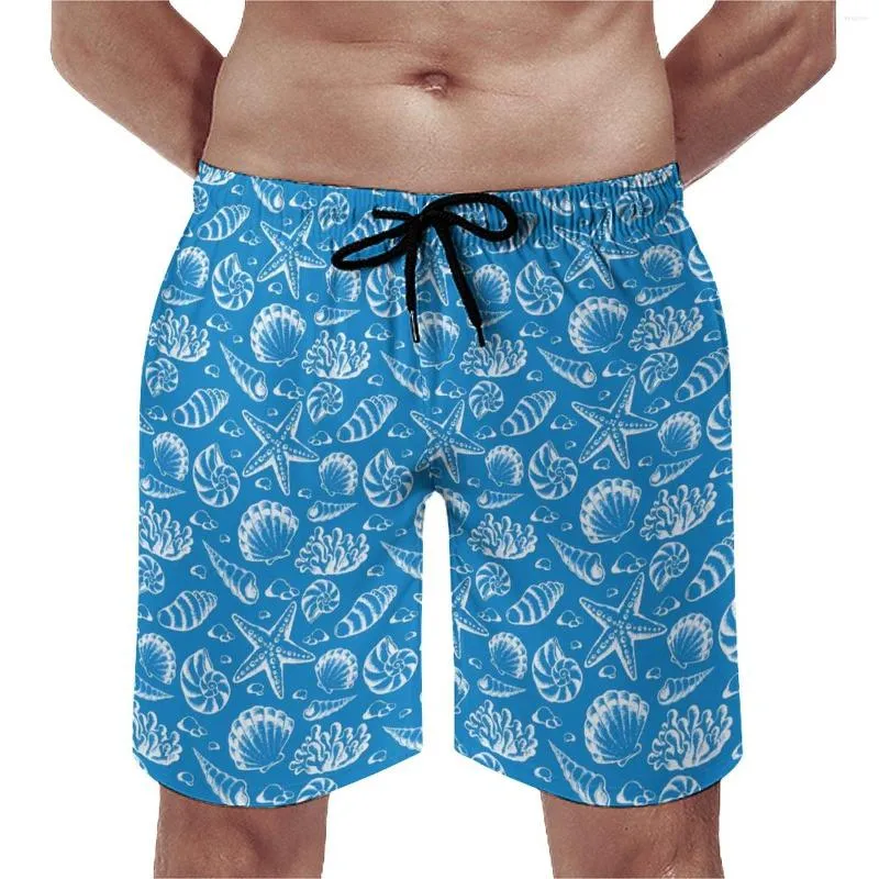 Mäns shorts Summer Board Cute Snail Running Blue Beach Print Printed Quick Torking Swim Trunks Plus Size