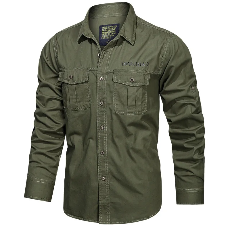 Men s Casual Shirts Green Black Cargo Long Sleeves For 2023 Spring Autumn Design Brand Oversize 4XL 5XL Military Clothes Blouse 230814