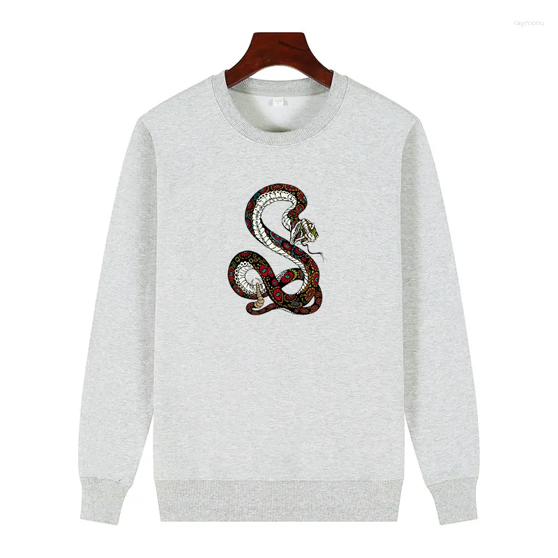 Men's Hoodies Classic Graphic Sweatshirts Rattle Snake Fashion Fleece Round Neck Hoodie Cotton Thick Sweater Sportswear