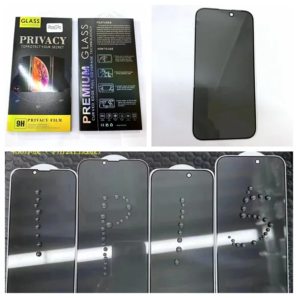 Screen Protector Package Privacy 9H Tempered Glass Screen Protector Full Cover Anti-Spy Anti ...
