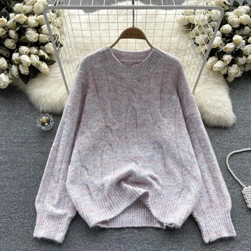 Женские свитера осень и зимняя мягкая свободная внешняя одежда корейская версия ленивого сгущающегося ветра вязаный свитер