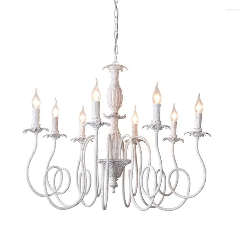 Chandeliers Nordic Retro White Candle Lights Bedroom Living Room Lamp Villa American Studio Vintage Dining Hanging