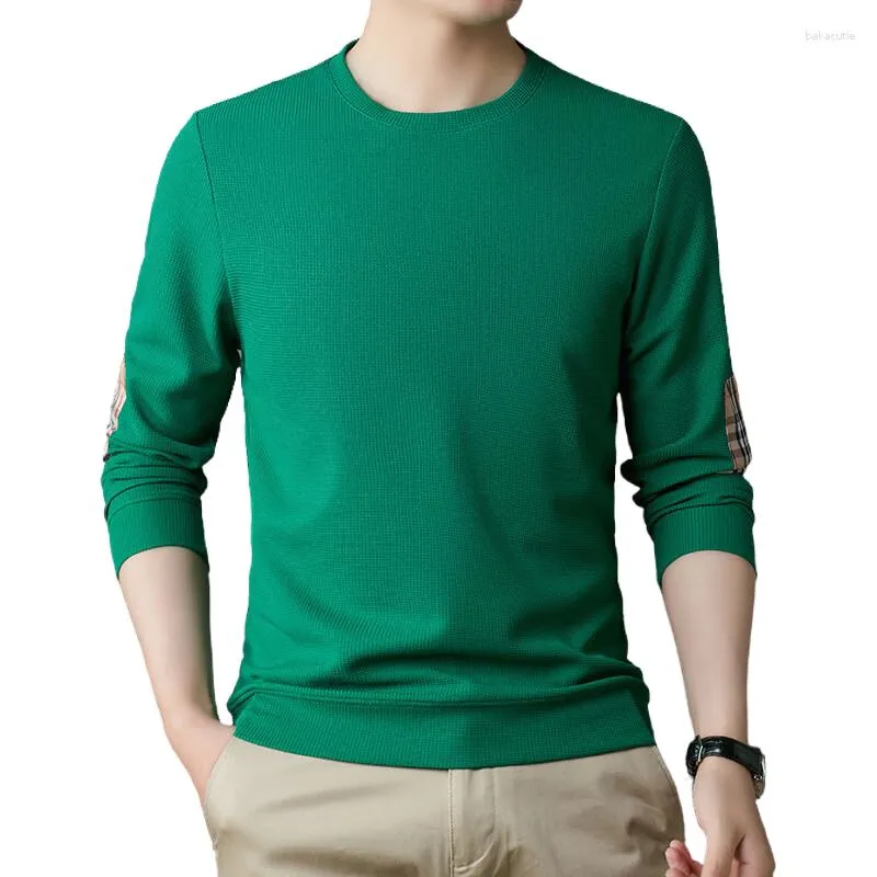 メンズセーターメンメンオータムコットンビジネスロングスリーブOネックTシャツカジュアルティー高品質の男性スリムトップクラシック服Tシャツ