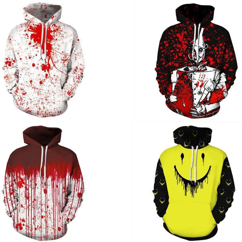 All Saints 'Day Blood Drop 3D Digital tryckt långärmad hoodie casual modemärke