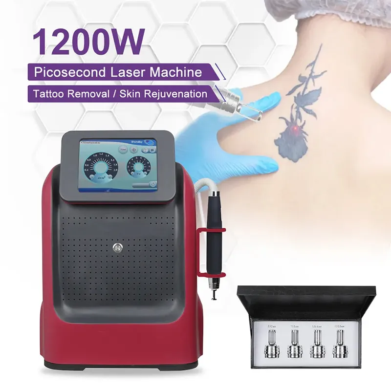 Nyaste 532 755 1064 1320NM PICOSECOND LASER TATTOO Removal Q Switched ND Yag Carbon Laser Hair Pigment Borttagning Skin Föryngring Whitening Machine