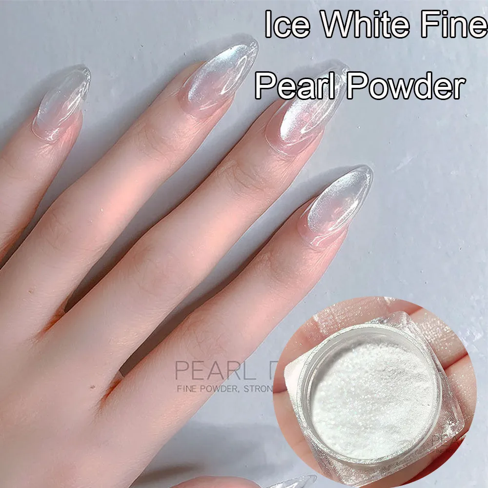 Glitter per unghie 1 barattolo fata glossy ghiaccio bianco fine perla fine polvere aurora gel rianimale manicure ft12g 230814