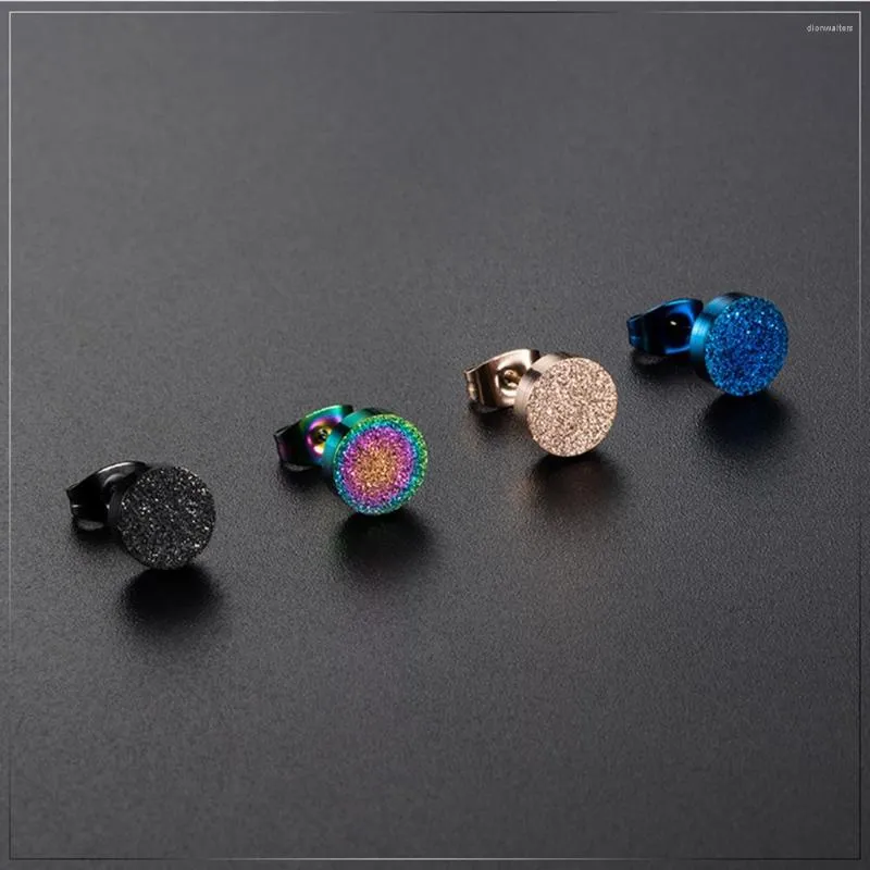 Stud Earrings Steel Colorful For Men Women Hypoallergenic Stainless Round Black Punk Style