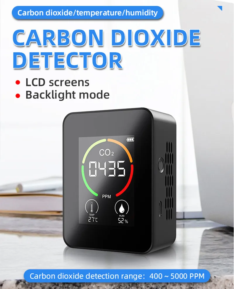 3 In 1 binnenluchtkwaliteit Monitor Handheld draagbare desktop koolstofdioxide gasanalyser detector temperatuur vochtigheid CO2 infraroodsensor