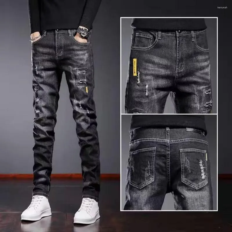 Jeans Para Hombres Hombres Flacos De Color Azul Alto Estilo De La Calle De La Calle De 20 46 DHgate