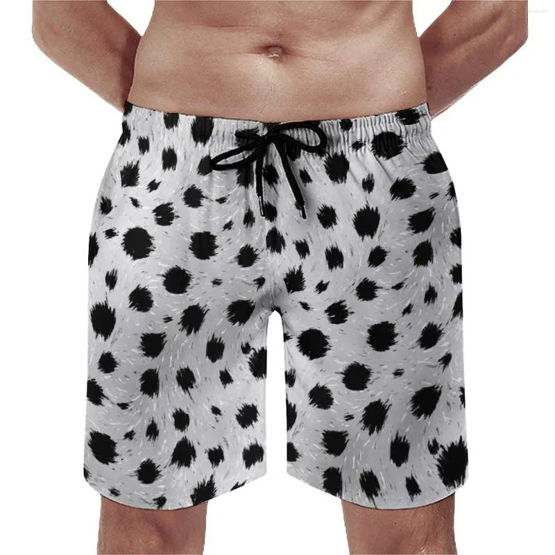 Pantalones cortos para hombres Dálmata Tablero de estampado Summer en blanco y negro Pantalones cortos Surfing cómodos troncos de baño impresos impresos