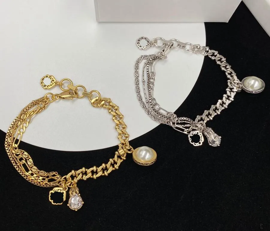 Projektanci łańcuch Bransoletka 18k złota luksusowa marka Pearl Circle Charm Bracelets Fashion Kobiety Kobiety Brass Bransoleta Bransoletka Weddna Prezent Biżuterii Prezent