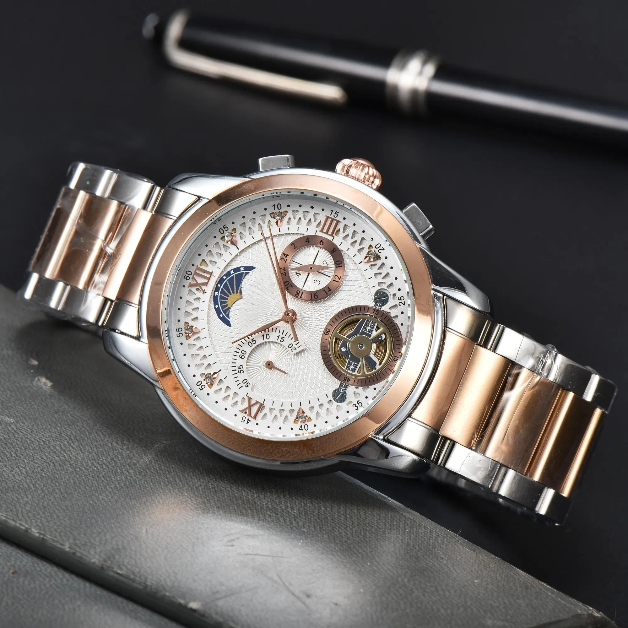 2024 relógio masculino pulseira de aço inoxidável movimento japonês relógios de pulso de quartzo super luminoso à prova d'água vidro de safira relógios masculinos Montre de Luxe presentes AAA01