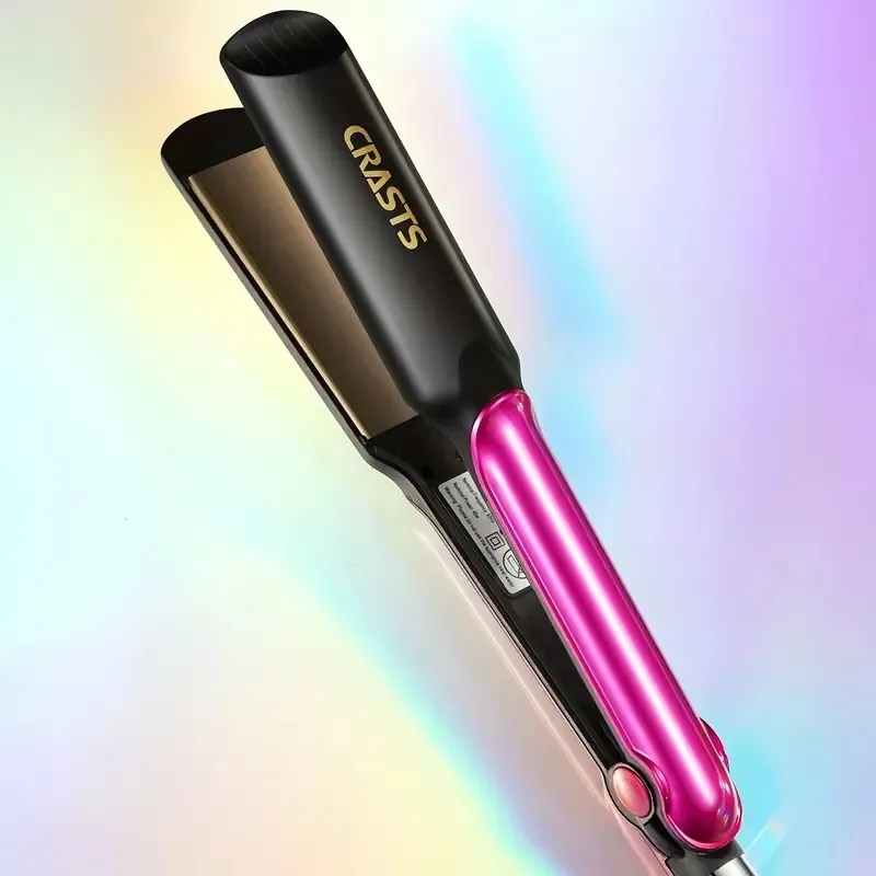 Negative Ion Hair Straightener for Women - Dual-Use Electric Hair Straightening and Curling Iron with Color Block Design