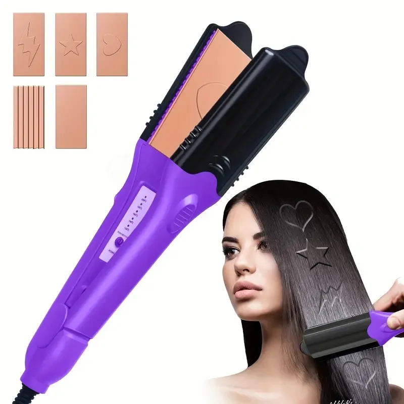 5-Plate Electric Hair Crimper and Straightener with 3D Image Hair Imprinting - Perfect for Creating Stylish and Professional Looks