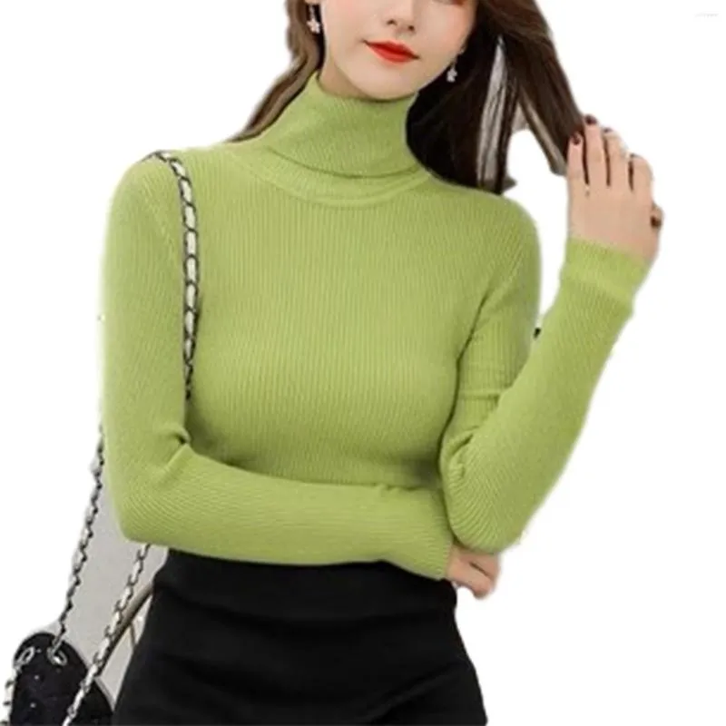 여자 T 셔츠 13 색 여성 세련된 긴 슬리브 하이 칼라 최고 패션 스형 컬러 니트웨어 레이디스 셔츠
