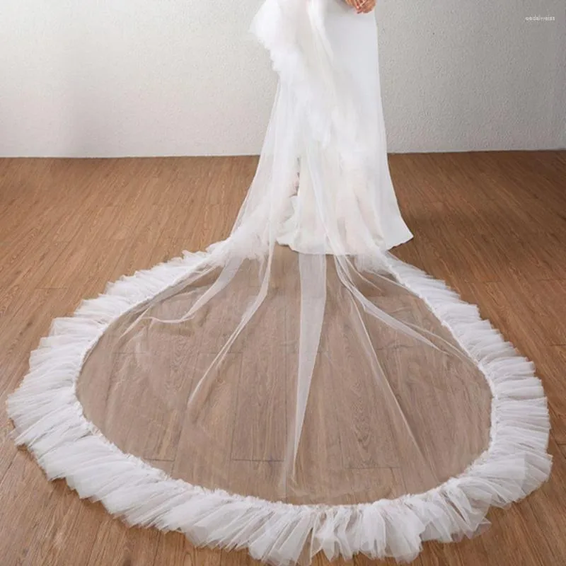 Brudslöjor Topqueen Soft Long Wedding Veil för brud Velis på 3 meter katedrallängd 1 Tiertillbehör och evenemang v181