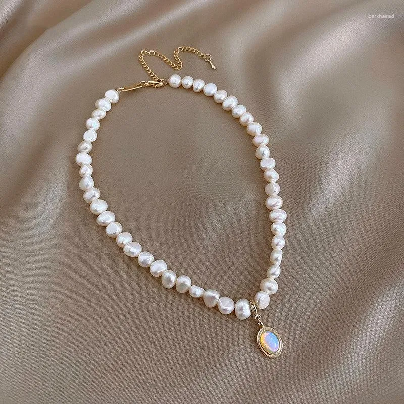 Chains Baroque Pearl Necklace Female Niche Crystal Pendant Collarbone Chain Cold Fashion Temperament Everything With Choker Accessories