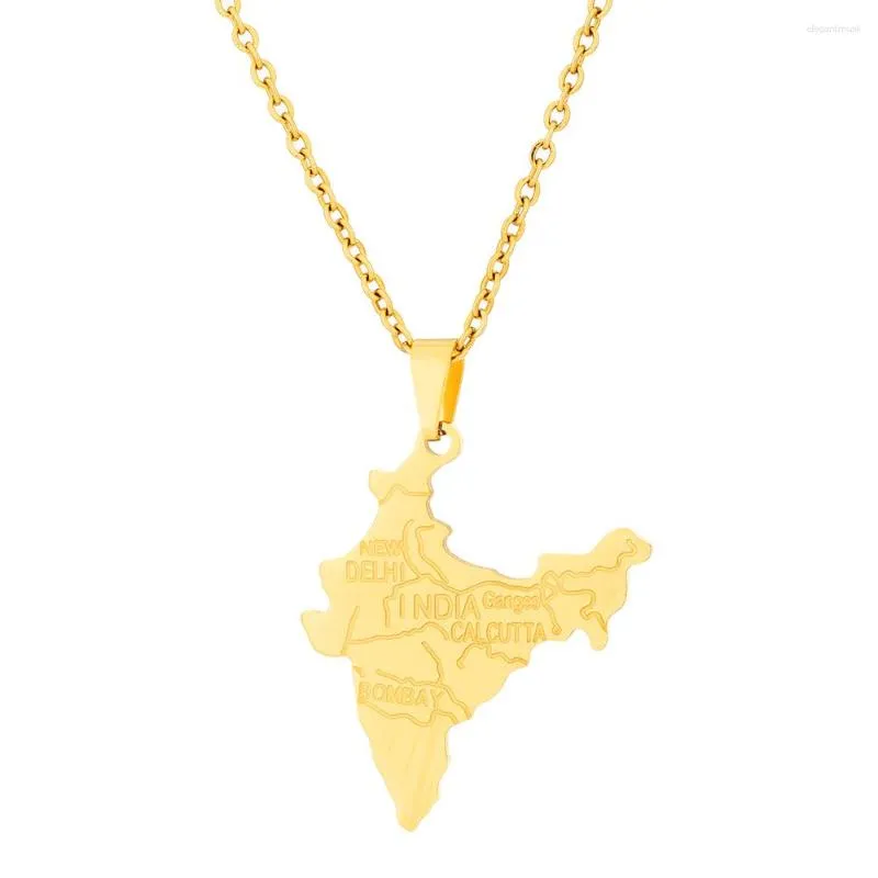 Hanger kettingen mode India kaart ketting voor vrouwen mannen roestvrij staal goud kleur / zilveren jubileumfeestje verjaardag sieraden