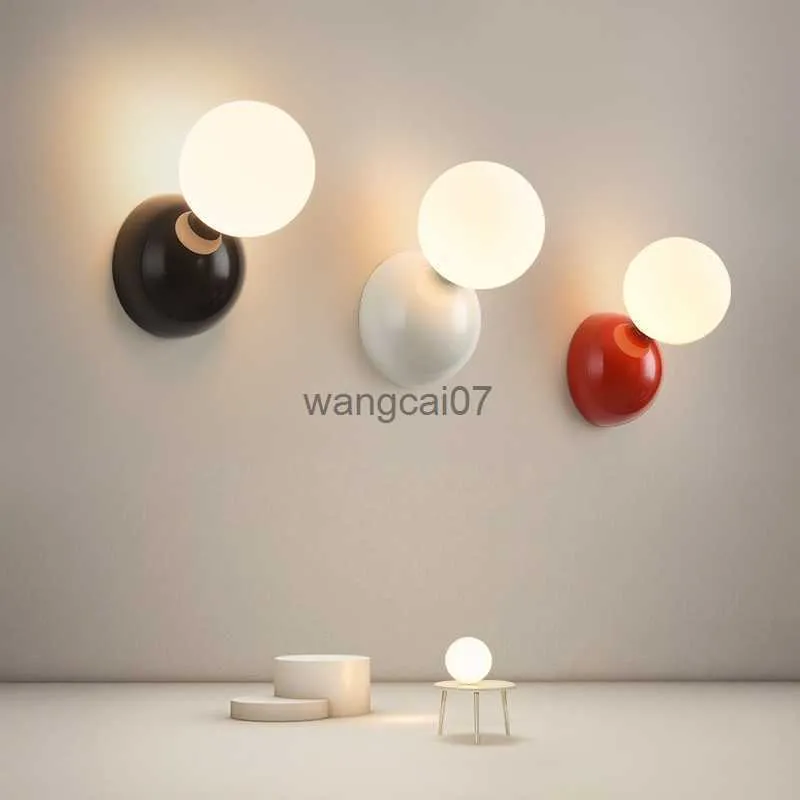 Wall Lamps Cute Bedroom Bedside Small Wall Lamp Nordic INS Living Room Children Room Decoration Sconce Staircase Red White Black LED Lights HKD230814