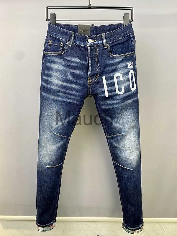 Herr jeans blå män jeans bomull denim byxor mager byxa tvätt mikro elastiska bantar fötter coolguy grå dsq2 jeans byxor smala j230814