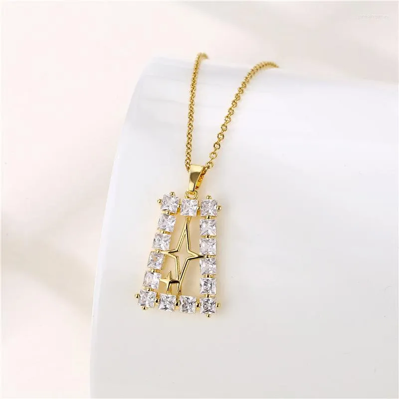 Colliers pendentiels design sens brillant zircon cristal creux étoile pour femmes bijoux en acier inoxydable de mode coréenne