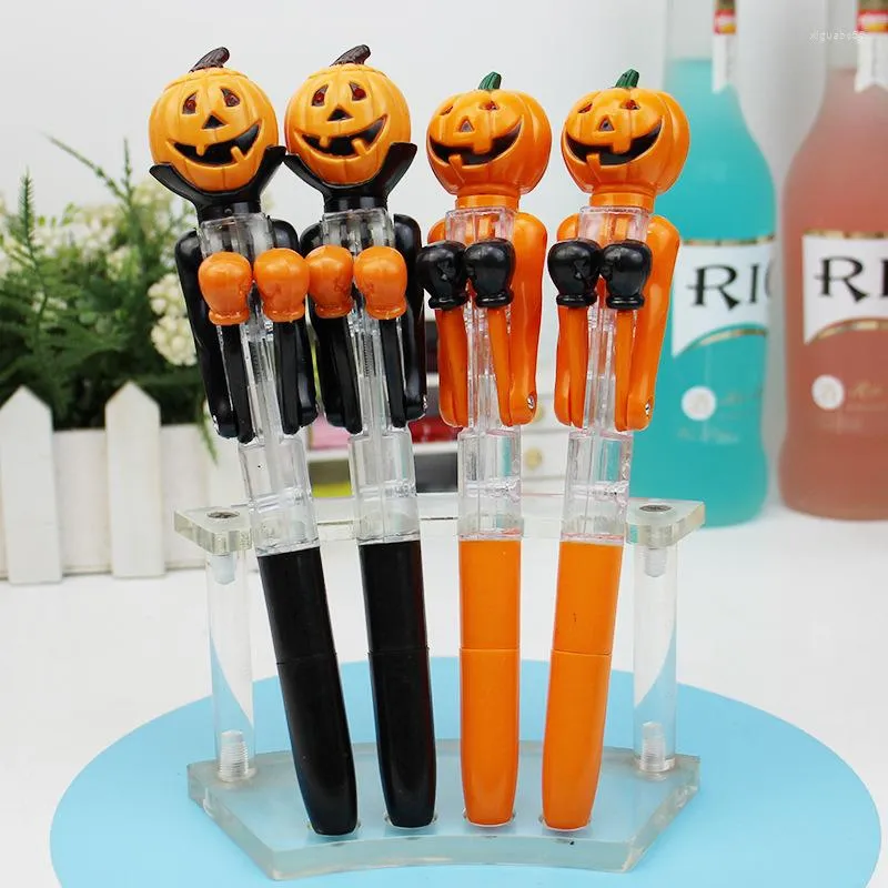 Pcs/lot Creative Halloween Pumpkin Ballpoint Pen Cute Light Boxing Roller Ball Pens School Writing Supplies Stationery Gift